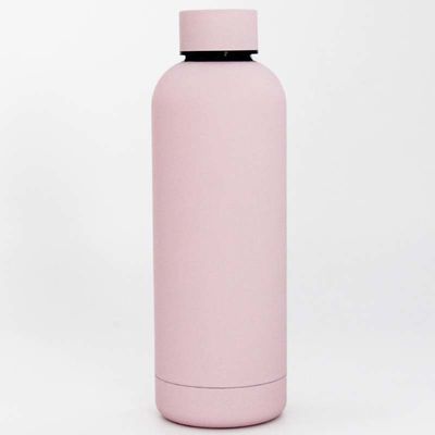500ml λαστιχένιο επίστρωμα αθλητικών μπουκαλιών ανοξείδωτου διπλοτειχισμένο για το τρέξιμο